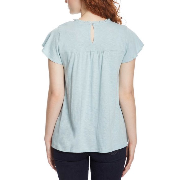 NWT Ella Moss Women's Lace Trim Crew Neck Knit Top Blue Size S $60 1HL211 - Picture 2 of 3
